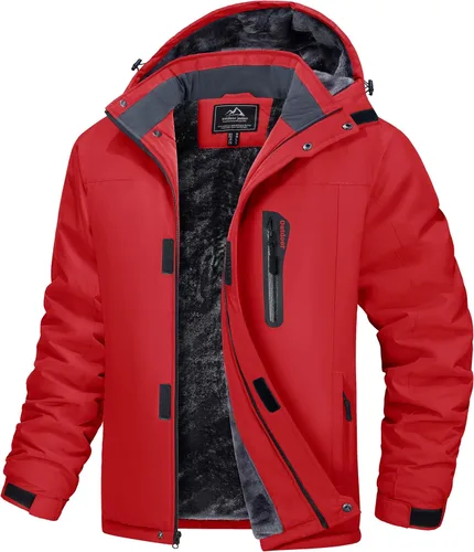 Miniatura 10 de MAGCOMSEN - Abrigos de invierno para hombre, impermeables, con forro polar, parka, con capucha, para esquiar, senderismo, trabajo Negro