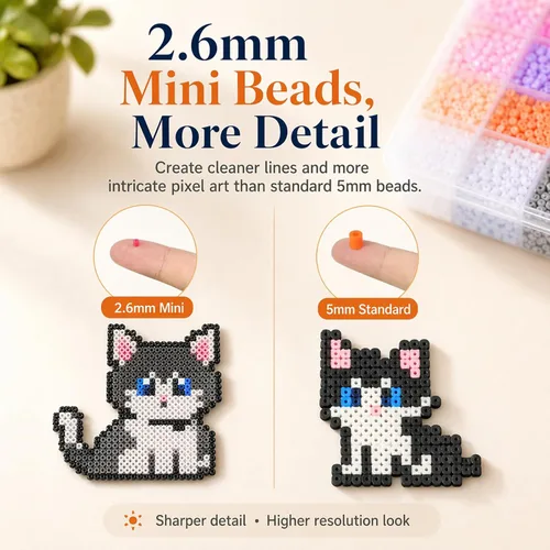 Miniatura 7 de LIHAO Kit de mini cuentas de fusible de 2.6mm para manualidades, 24000 piezas, 48 colores, kit de cuentas de fusible multicolor para planchar