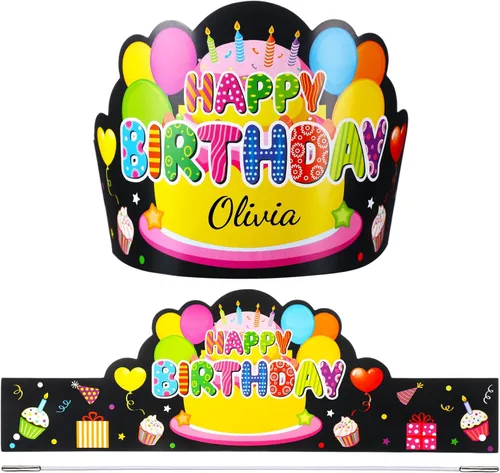 Miniatura 8 de Yunsailing 36 piezas de coronas de feliz cumpleaños para niños, coronas de papel para fiesta de cumpleaños para regalos de aula, coronas para fiesta
