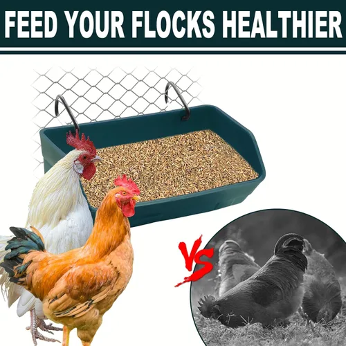 Miniatura 4 de Comedero colgante para cerca, paquete de 4 canales de alimentación con clips para cabra, pato, oveja, caballo, ganso, cerdo, aves de corral, cubo
