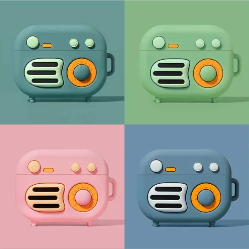 Miniatura 7 de Funda 3D de radio retro compatible con AirPods Pro, divertida funda Kawaii de silicona de dibujos animados para AirPod Pro