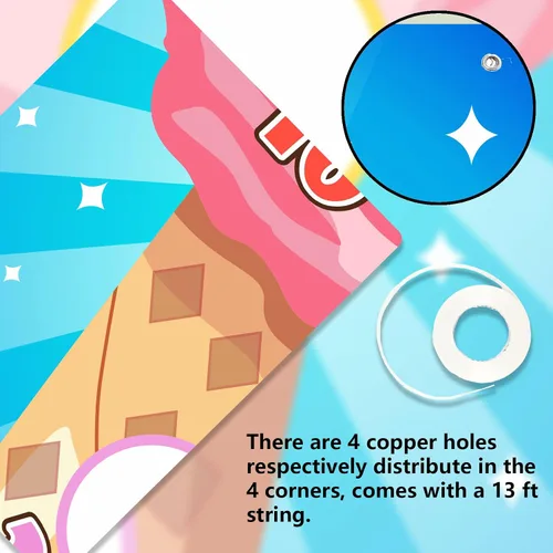 Miniatura 7 de Cartel de juegos de lanzamiento de helados, telón de fondo, suministros temáticos de postres congelados, decoración de bandera para interiores