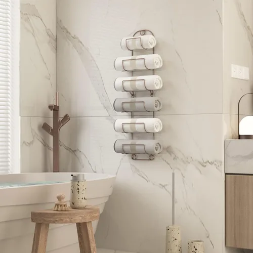 Miniatura 2 de Toallero de pared para baño, anaquel para toallas de baño, rejilla de metal para vinos