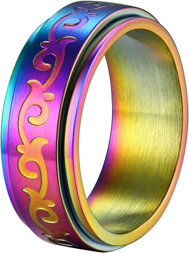 Supcare Anillo giratorio para hombre y mujer, diseño nórdico/celta/luna, estrella, anillo giratorio con nombre personalizado, regalos para Navidad,