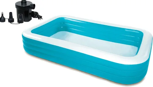 Play Day Piscina familiar inflable de lujo de 10 pies para niños y adultos con bomba de aire eléctrica universal