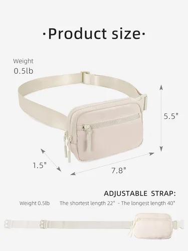 Miniatura 80 de WESTBRONCO Riñoneras para mujeres y hombres, bolsa para cinturón con bolsillos con cremallera, riñoneras modernas, bolsas cruzadas ligeras de 1