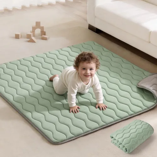 Miniatura 11 de Blissful Diary Alfombras de Juego para Bebés para Piso, Alfombra de 50x50 Pulgadas para Gatear para Corral, Alfombras de Juego de Espuma