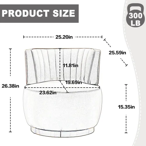 Miniatura 2 de Luxyhome - Silla giratoria de barril 360, de terciopelo, moderna silla decorativa tapizada de mediados de siglo, silla auxiliar redonda de sherpa