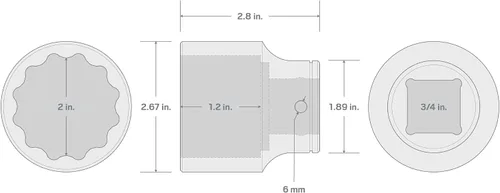 Miniatura 2 de TEKTON Unidad de 3/4 pulgadas x 2 pulgadas Zócalo de 12 puntos poco profundo SHD32251