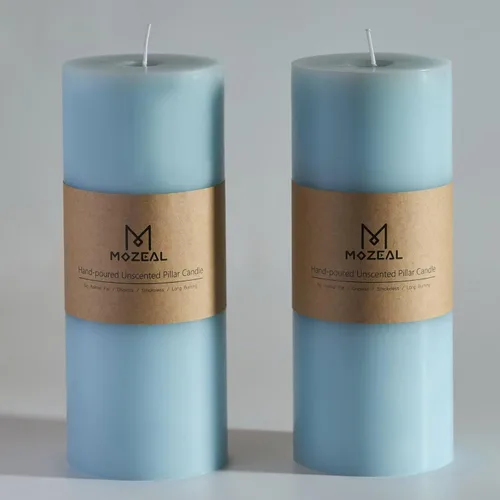 Miniatura 42 de MOZEAL Velas grandes sin perfume vertidas a mano de 3 x 8 pulgadas, sin humo, juego de 2, combustión lenta, sin goteo, aproximadamente 150 horas
