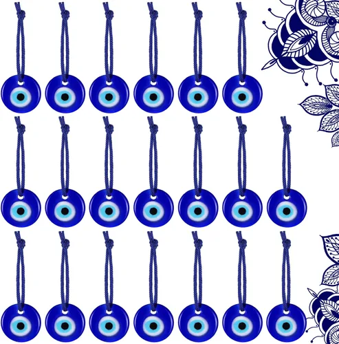 Miniatura 8 de 20 piezas de cuentas turcas azules con ojo malvado, dijes colgantes, cuentas de vidrio para manualidades, adorno de pared con cuerdas