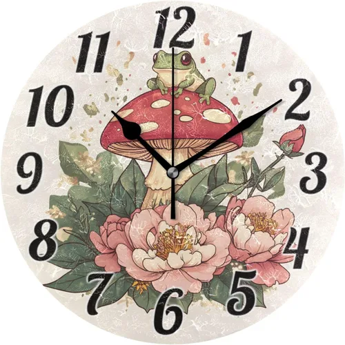 Miniatura 44 de Reloj de pared con mariposas moradas, silencioso, funciona con pilas, floral, sin tictac, decorativo, reloj analógico de cuarzo redondo de 9.5 A01