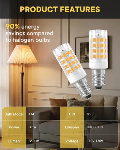 Miniatura 2 de Bombillas LED E14, paquete de 3 bombillas E14 con base de tornillo europea para lámpara de vela de ventana eléctrica, bombilla de refrigerador E14