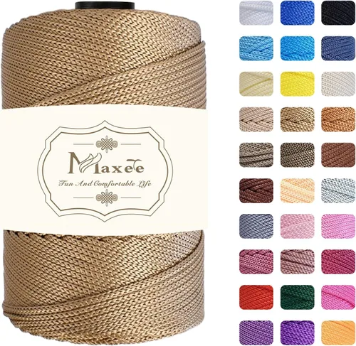 Miniatura 15 de Cordón de macramé de poliéster de alta calidad de 0.118 in × 218 yardas, 0.118 in, 100% polipropileno, ideal para ganchillo, ganchos de pared
