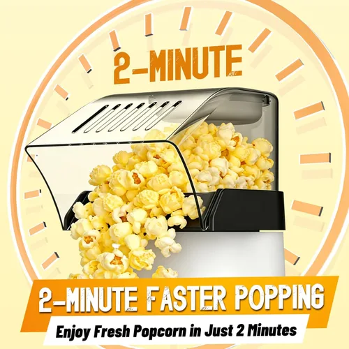 Miniatura 2 de 1200W Hot Air Popcorn Popper ETL Certified – Oil-Free Healthy Popcorn Maker Machine with 4.5 Quart Large Capacity, 2-Minute Fast Electric Popcorn