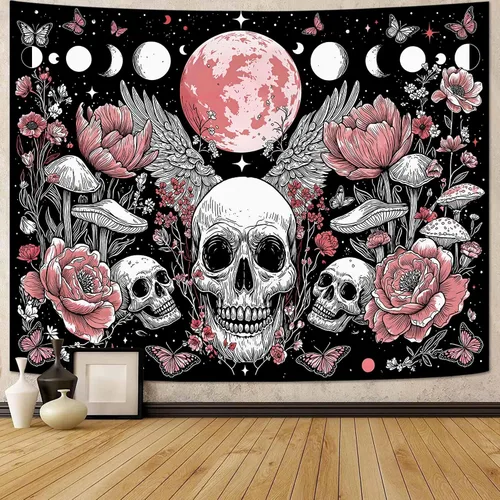 Miniatura 19 de Kanuyee Tapiz de Esqueleto de los Amantes Tapiz Gótico para Dormitorio Tapices de Cartas del Tarot Góticas para Colgar en la Pared Decoración El