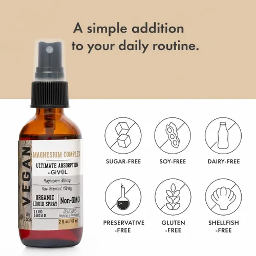 Miniatura 4 de Tri Magnesium Complex – Magnesio Biglicinato, Citrato y Taurato Líquido Spray 300 mg con Vitamina C cruda para descompresión corporal – Sabor a