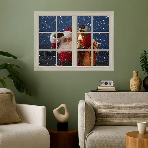 Miniatura 34 de wall26 Adhesivo de Pared Papá Noel Llevando Regalos Ventana Abierta Mural, No Se Despega y No Se Pega, Papel Tapiz No Tejido Decorativo