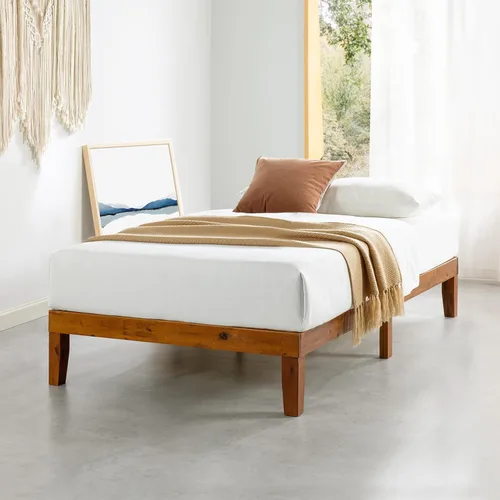 Miniatura 18 de Mellow Naturalista Classic - Cama de plataforma de madera maciza de 12 pulgadas con listones de madera, tamaño individual XL, pino natural Natural