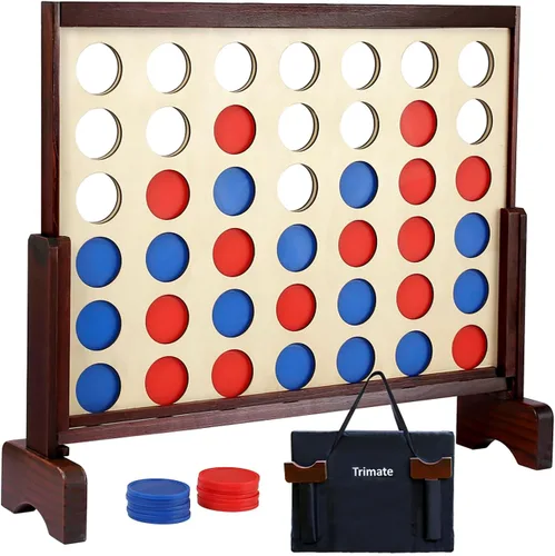 Miniatura 7 de Juego gigante 4 en fila para exteriores e interiores Juego de madera cuatro en una fila Jumbo para adultos y niños, juegos de patio Diversión