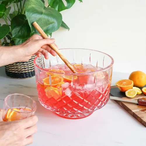 Miniatura 7 de Viski Admiral Crystal Punch Bowl – Tazón de cristal estilo vintage para fiestas – Vajilla para cócteles, apto para lavavajillas, 2.5 galones, 320