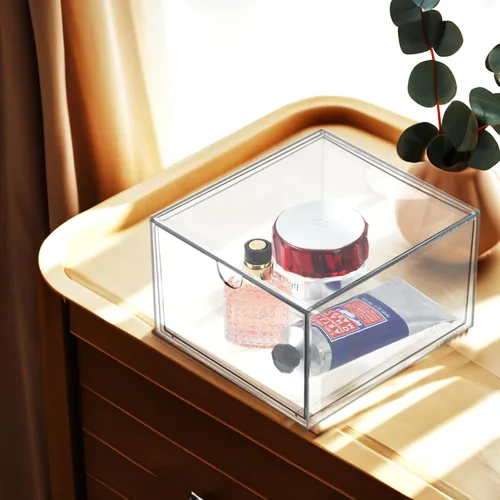 Miniatura 5 de Cajón transparente, caja árica, contenedor organizador de maquillaje, cajón de almacenamiento de 6.5 pulgadas para tocador de baño, soporte de hojas