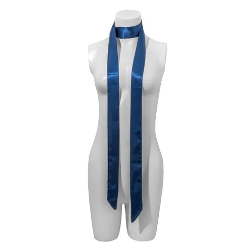 Miniatura 6 de Gargantilla larga de satén de seda vintage ancha y suave con lazo elegante de flores para mujer (azul)