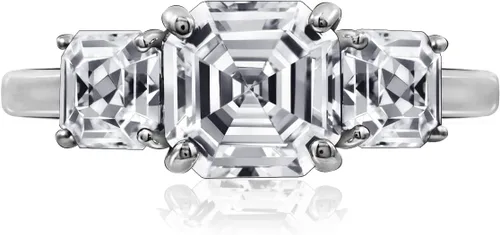 Miniatura 6 de Tienda Collection Sterling Silver Asscher or Oval Cut 3-Stone Ring made with Infinite Elements Cubic Zirconia