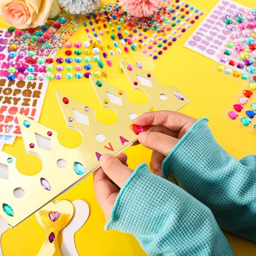 Miniatura 3 de 63 coronas de papel, coronas de princesa, corona de príncipe para niños, fiesta de cumpleaños, sombreros de rey, gemas de oro, joyas de números