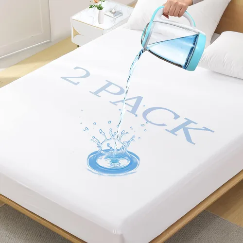 Miniatura 16 de Protector de colchón impermeable de tamaño individual - Funda ajustada para colchón, silenciosa, transpirable y lavable a máquina con bolsillos