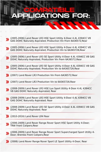 Miniatura 2 de R1 Concepts Kit de freno trasero para Land Rover LR3 2005-2009, Land Rover LR4 2010-2016 Rotores de freno ranurados perforados Kit de pastillas