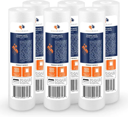 Aquaboon Filtro de sedimentos de 5 micras de 10 x 2.5 pulgadas, repuesto para toda la casa compatible con filtros de agua de pozo, P5, AP110,