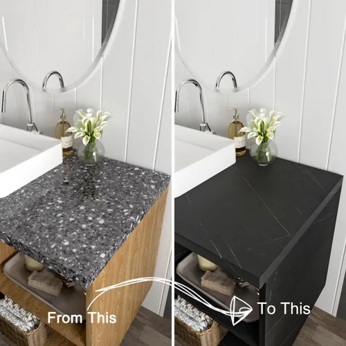 Miniatura 6 de Papel de contacto de mármol negro de la marca Decotalk para encimeras, impermeable, de vinilo, papel pintado de encimera, despegar y pegar, papel
