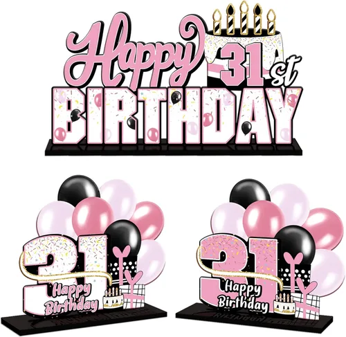 Miniatura 78 de LINGTEER Feliz 10º Cumpleaños Juego de Centros de Mesa de Acrílico Azul para Mesa - Brindemos por Diez Años Decoraciones de Regalo de Fiesta de 10º