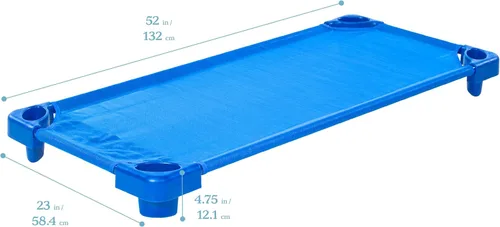 Miniatura 2 de ECR4Kids Cuna apilable para niños, lista para armar, tamaño estándar, mobiliario para aulas, azul, paquete de 6