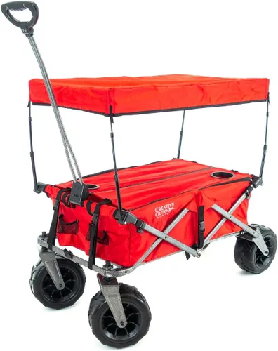 Miniatura 14 de Cochecito creativo para exteriores, carrito de playa XXL Deluxe con toldo, carrito plegable plegable y portátil, soporta hasta 200 libras de Ejército