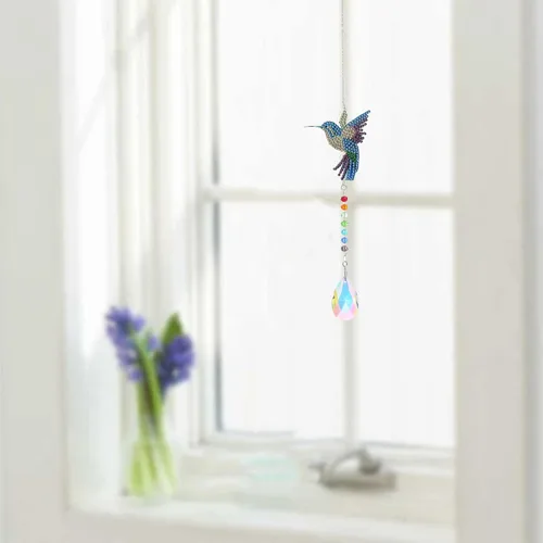 Miniatura 2 de Kit de atrapasoles de pintura de diamante de colibrí 5D para adultos y niños, diamantes de imitación de colibrí de cristal, arte de diamante