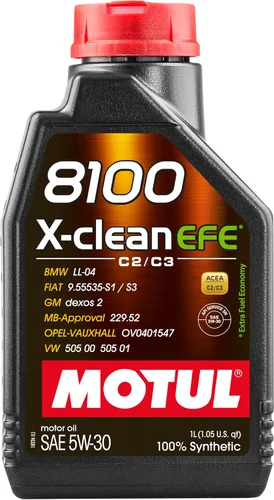 Aceite de motor Motul 8100 X-clean EFE 5W-30 completamente sintético | Fórmula para economía de combustible, ayuda a proteger los sistemas de