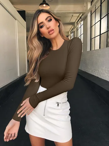 Miniatura 4 de GXIN Body sexy de 2 piezas para mujer, manga larga, acanalado, bodysuits