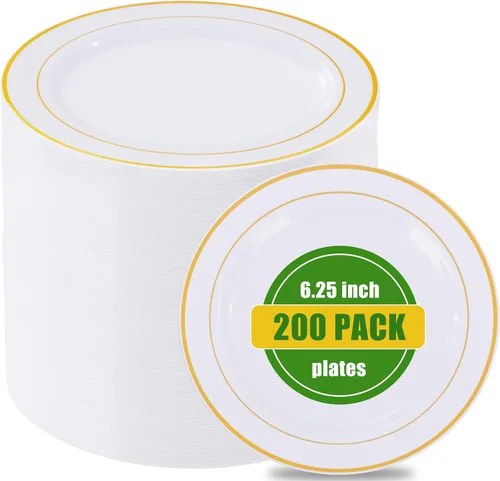 Miniatura 16 de bUCLA 30 platos de plástico transparente desechables, platos de plástico transparente resistentes de 10.25 pulgadas para fiestas y bodas