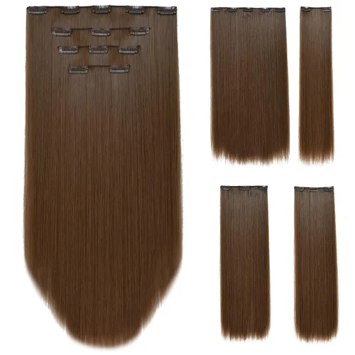 Miniatura 29 de Extensión de cabello negro oscuro, extensiones de cabello con clip, de 18 pulgadas, ondulado, sintético, 5.5 onzas, HSPCYGG de 22 pulgadas, cabello