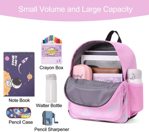Miniatura 4 de CLUCI Mochila infantil para niños y niñas, mochila para preescolar con correa ajustable, 12L, Rosa 404, Mochilas Daypack