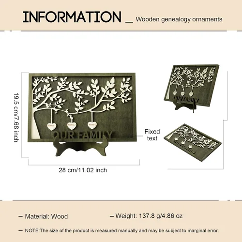 Miniatura 3 de Jeweidea Placa personalizada con nombre de la familia con 2-8 nombres, adorno personalizado con grabado del árbol de la vida con soporte, regalo