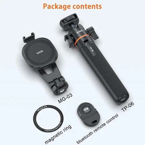 Miniatura 8 de VRIG - Trípode magnético para selfie stick de 21.6 pulgadas con control remoto inalámbrico, trípode extensible para teléfono Magsafe para iPhone 16