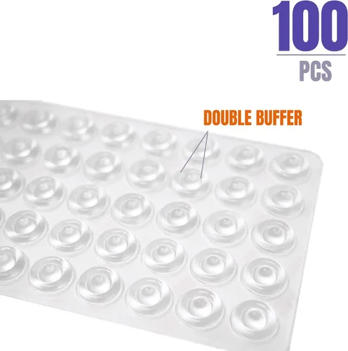 Miniatura 3 de 100 piezas de parachoques de gabinete de cierre suave, goma adhesiva transparente, amortiguador de sonido para cajones, tablas de cortar, marcos