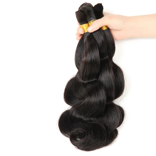 Miniatura 2 de Cabello humano ondulado a granel, 4 paquetes (7.05 oz) negro natural, 16, 18, 20, 22 pulgadas, sin trama, para caja sin costuras y trenzas bohemias
