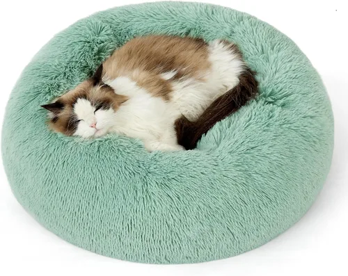 Miniatura 52 de Bedsure - Cama relajante para perro mediano, lavable, tipo dona, cama para gato, antideslizante, redonda, afelpada, mullida, de piel sintética