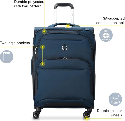 Miniatura 2 de DELSEY Paris Sky Max 2.0 Softside - Maleta expandible con ruedas giratorias, Azul, Sky Max 2.0 Softside - Equipaje expandible con ruedas giratorias