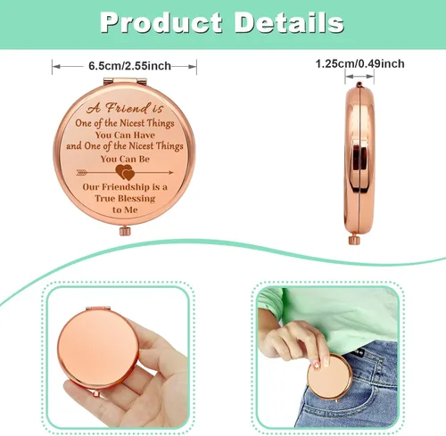 Miniatura 4 de Regalos de amistad para mujeres, espejo de maquillaje compacto para hermana, mejores amigos, regalos para niñas para mujeres, espejo de maquillaje