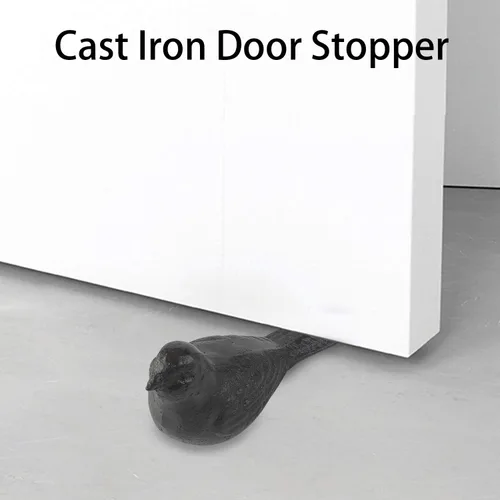 Miniatura 2 de Tope de puerta decorativo para piso, lindo pájaro de hierro fundido resistente, tope de puerta de granja, paquete de 2 topes de puerta de cuña